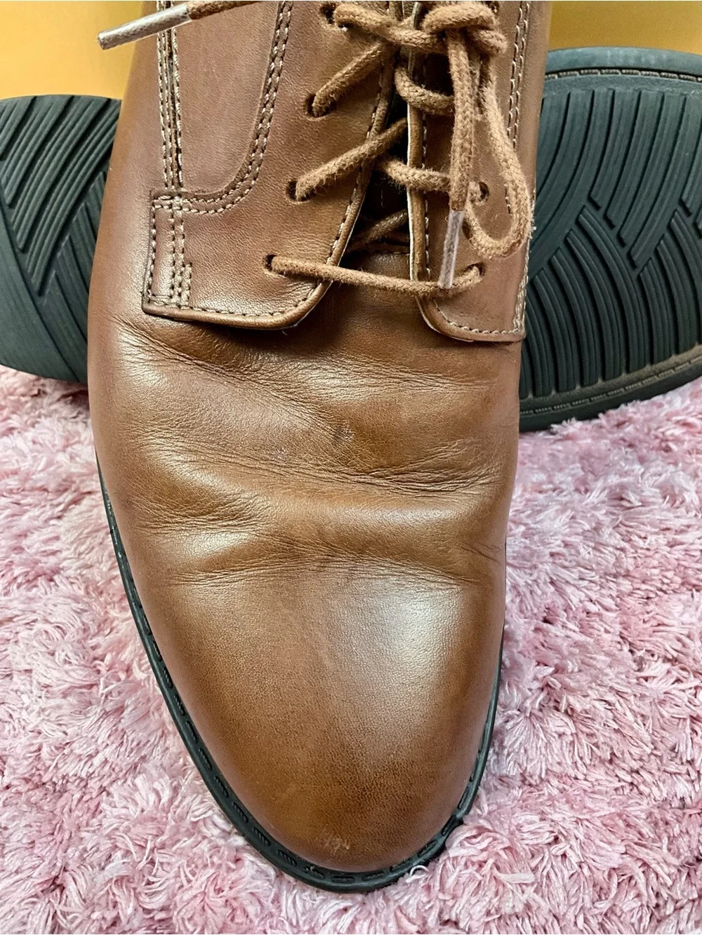 Bostonian Brown Leather Plain-Toe Derby Shoes